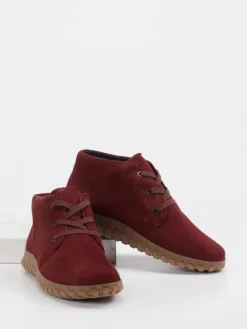 – Schnürstiefelette aus Veloursleder bordeaux-Semler Hot