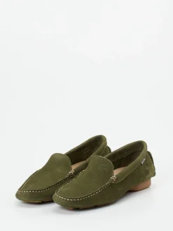 – Mokassin-Slipper aus Nubukleder in Oliv-Snipe Discount