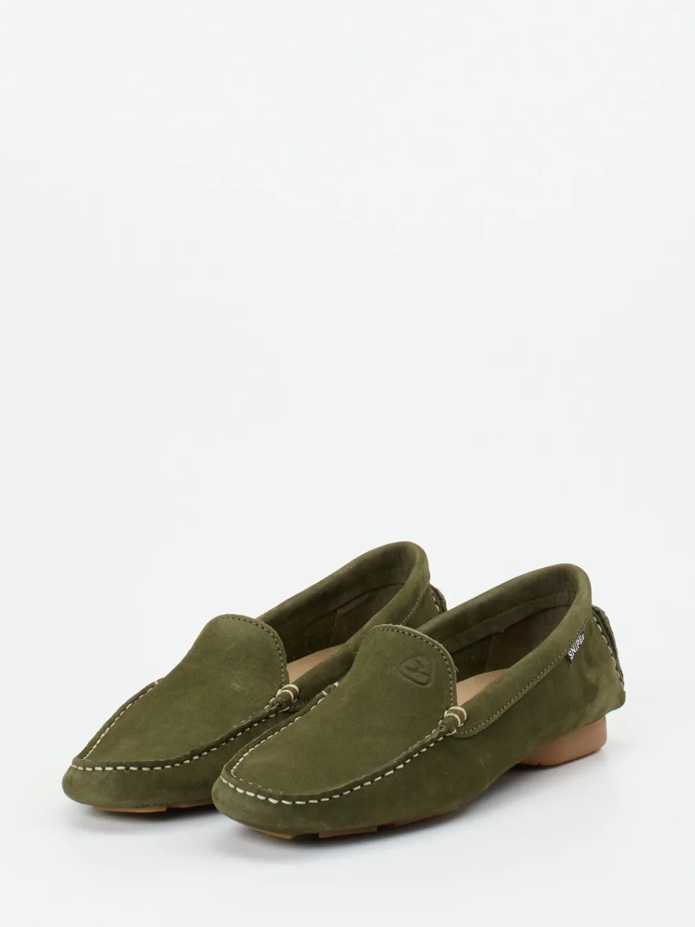 – Mokassin-Slipper aus Nubukleder in Oliv-Snipe Discount