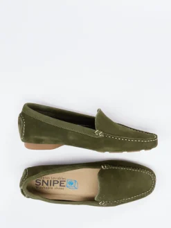 – Mokassin-Slipper aus Nubukleder in Oliv-Snipe Discount