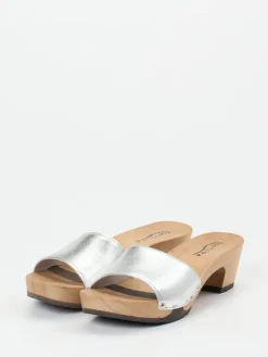 – Clogs aus Metallicleder mit Holzsohle-Softclox Outlet