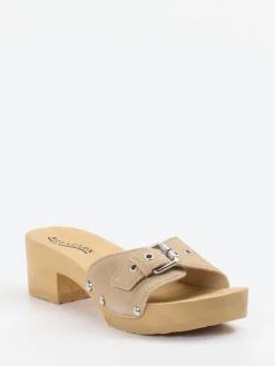 – Clogs aus Veloursleder in Beige-Softclox Best