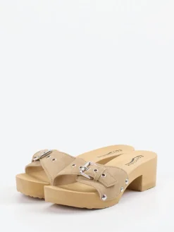 – Clogs aus Veloursleder in Beige-Softclox Best