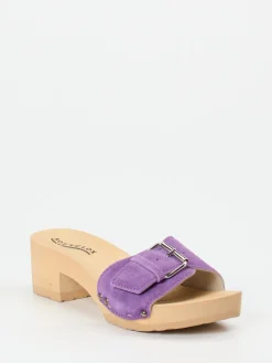 – Clogs aus Veloursleder in Flieder-Softclox Best