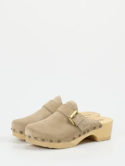 – Holzsohlen-Clogs aus Veloursleder-Softclox Clearance