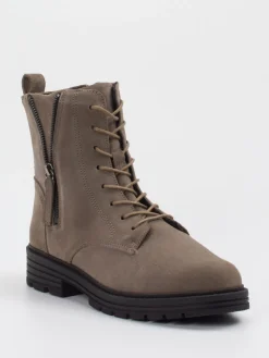 – Schnürstiefelette aus Veloursleder steingrau-Solidus Online