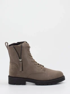 – Schnürstiefelette aus Veloursleder steingrau-Solidus Online