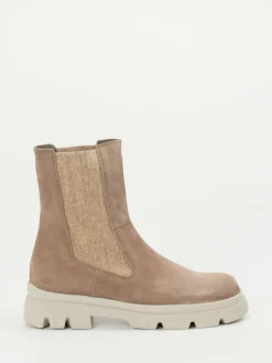 – Chelsea Boots aus Veloursleder in Taupe-Think Online
