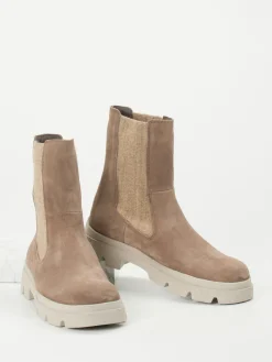 – Chelsea Boots aus Veloursleder in Taupe-Think Online