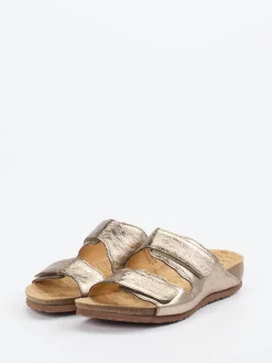 – Komfort-Pantolette aus Leder in Champagner-Think Online