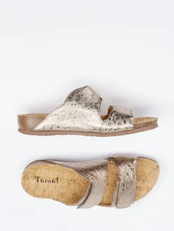 – Komfort-Pantolette aus Leder in Champagner-Think Online