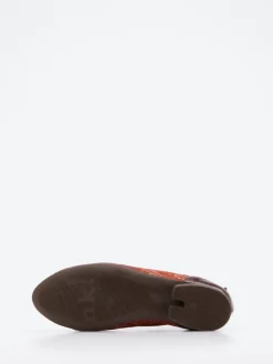 – Schnürboots aus geprägtem Leder Dunkelrot-Think Discount