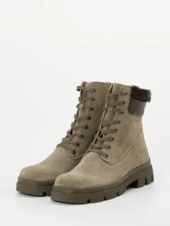 – Schnürstiefelette aus Veloursleder taupe-Think Clearance