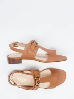 – Sandalen aus Kalbleder in Cognac-Tod's New