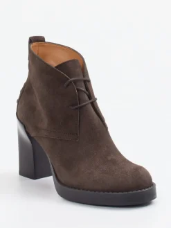 – Schnür-Booties aus Veloursleder Dunkel-Tod's Outlet