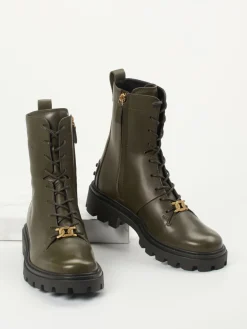 – Schnürboots aus Kalbleder in Oliv-Tod's Online