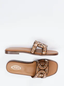 – Slides aus Kalbleder mit Nietenbesatz-Tod's Hot