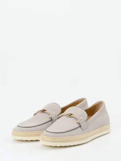 – Slipper aus Nubukleder mit Bastsohle-Tod's Discount