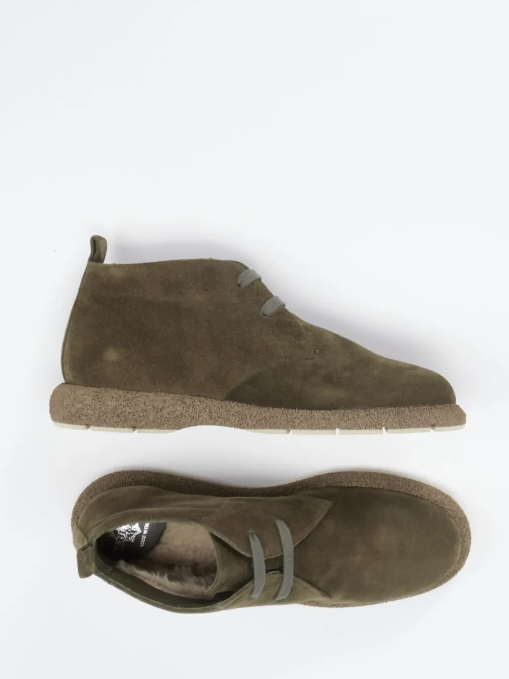 – Schnürstiefelette aus Veloursleder oliv-Truman's Outlet