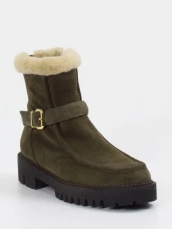 – Stiefeletten aus Veloursleder oliv-Truman's Clearance