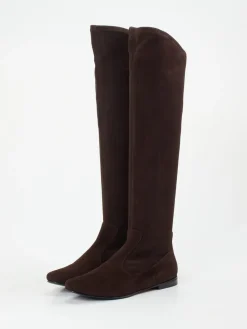– Overknee-Stiefel aus Veloursleder Dunkel-Unützer Sale
