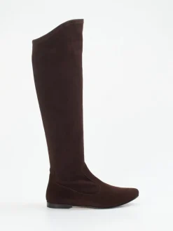 – Overknee-Stiefel aus Veloursleder Dunkel-Unützer Sale