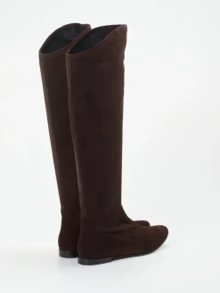– Overknee-Stiefel aus Veloursleder Dunkel-Unützer Sale