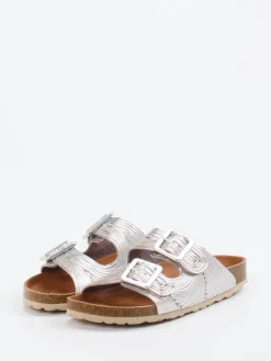 – Zwei-Riemen-Pantolette aus Metallicleder-Verbenas Sale