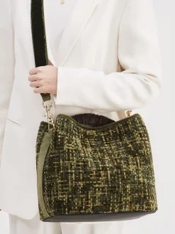 – Bucket Bag aus Textil in Olivtönen-Viamailbag Online