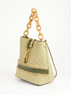 – Schultertasche aus Textil mit Bastdetails-Viamailbag New