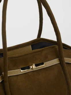 – Shopper aus Veloursleder olivbraun-Viamailbag Clearance