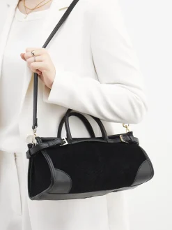 – Top Handle Bag aus Textil und Leder Schwarz-Viamailbag Hot