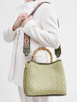 – Top Handle Bag aus Textil mit Bambusgriff-Viamailbag Online