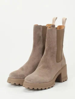 – Chelsea Boots aus Veloursleder Taupe-Voile Blanche Clearance