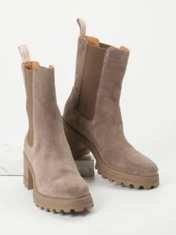 – Chelsea Boots aus Veloursleder Taupe-Voile Blanche Clearance