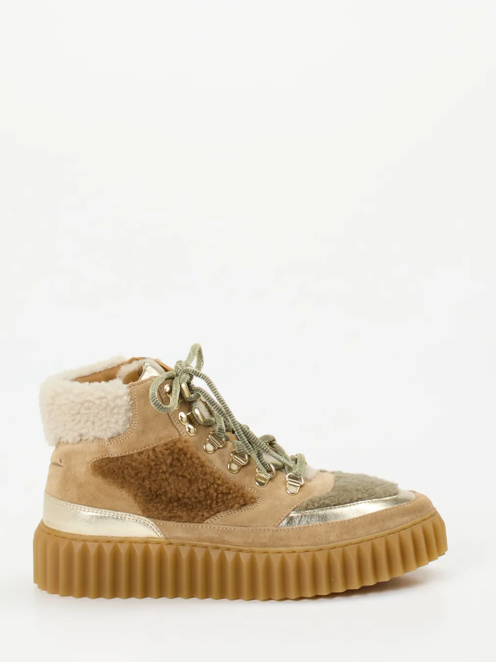 – Schnürboots aus Veloursleder-Voile Blanche