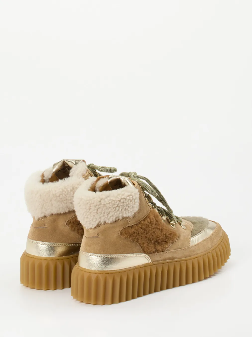 – Schnürboots aus Veloursleder-Voile Blanche