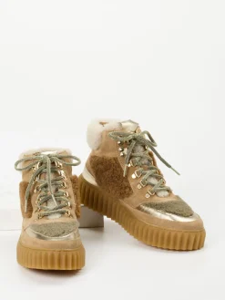 – Schnürboots aus Veloursleder-Voile Blanche