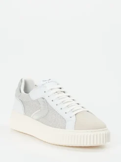 – Sneaker aus Veloursleder und Mesh Offwhite-Voile Blanche Hot