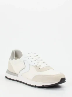 – Sneaker aus Veloursleder und Textil Offwhite-Voile Blanche New