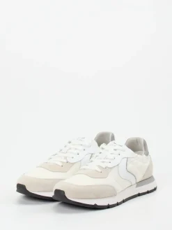 – Sneaker aus Veloursleder und Textil Offwhite-Voile Blanche New