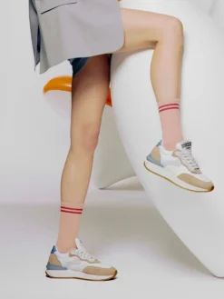 – Sneaker aus Veloursleder und Nylon-Voile Blanche Hot