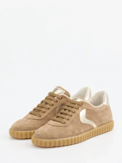 – Sneaker aus Veloursleder mit Metallic-Voile Blanche
