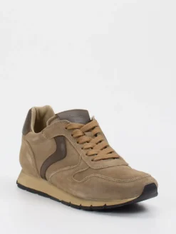 – Sneaker aus Veloursleder Sandbeige-Voile Blanche New