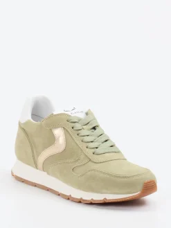 – Sneaker aus Veloursleder Salbei-Voile Blanche Hot