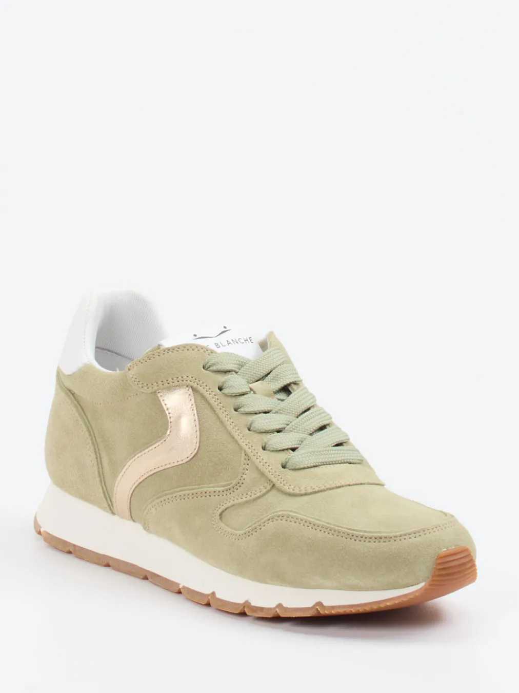 – Sneaker aus Veloursleder Salbei-Voile Blanche Hot