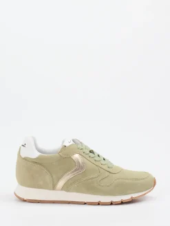 – Sneaker aus Veloursleder Salbei-Voile Blanche Hot