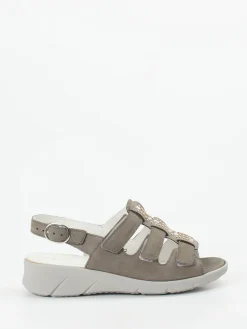 – Komfortsandale aus Nubukleder taupegrau-Waldläufer Outlet