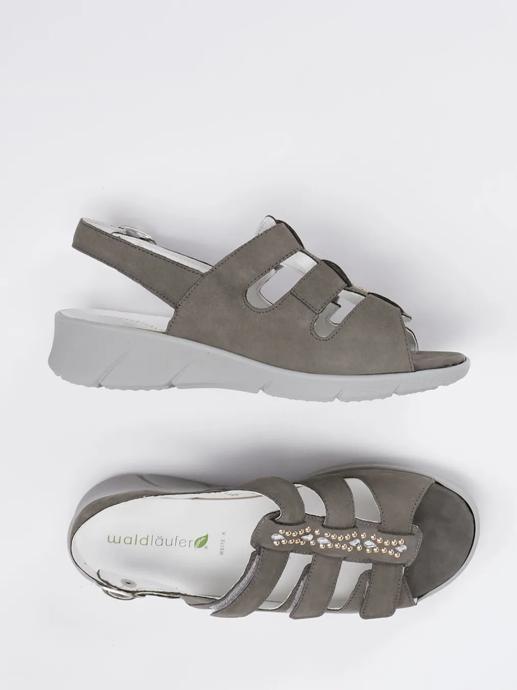 – Komfortsandale aus Nubukleder taupegrau-Waldläufer Outlet