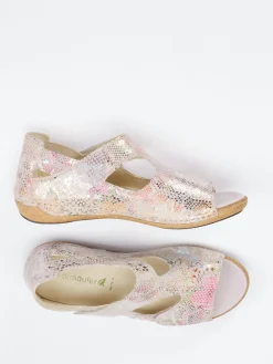 – Komfortsandalen aus geprägtem Leder-Waldläufer New